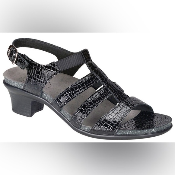 SAS Allegro Heel Strap Sandal in Black Croc - Size 7 - Picture 2 of 14